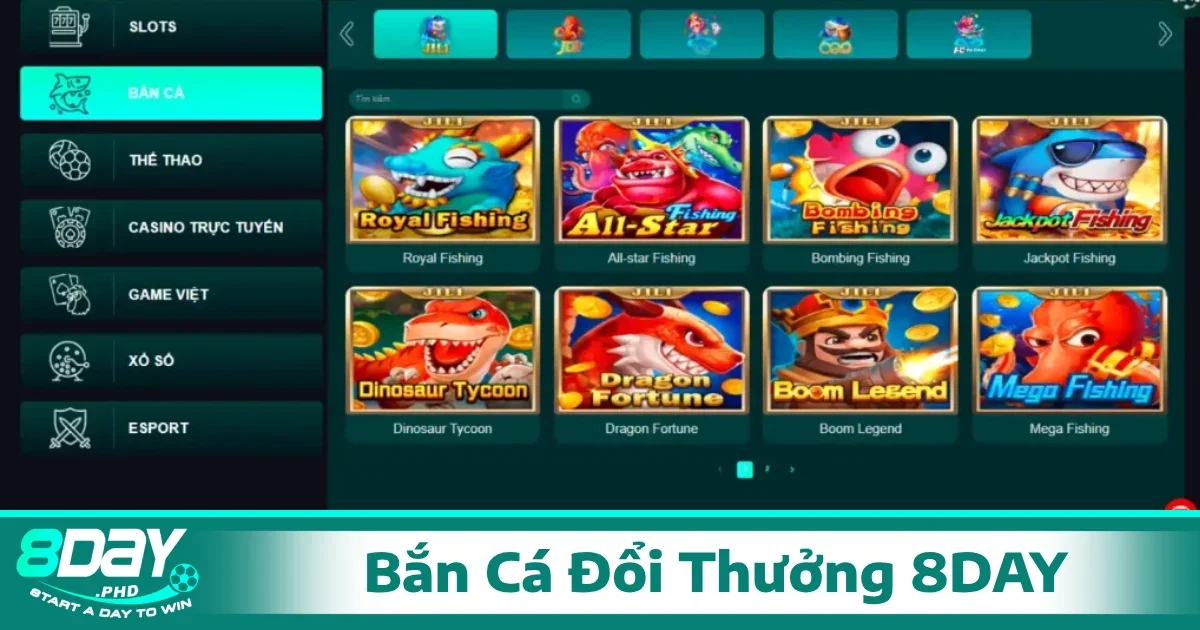 Bắn Cá Đổi Thưởng 2 Nếu bạn yêu thích sự chân thực, đồ họa đẹp mắt, màu sắc tươi sáng, bắn cá đổi thưởng 8Day chính là lựa chọn hoàn hảo.