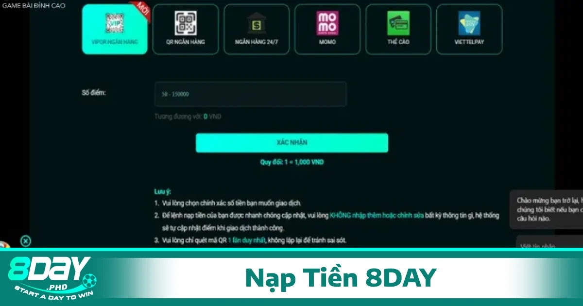 Nạp Tiền 8Day 2 Cách nạp tiền qua thẻ cào hoặc thẻ cước cũng rất phổ biến hiện nay