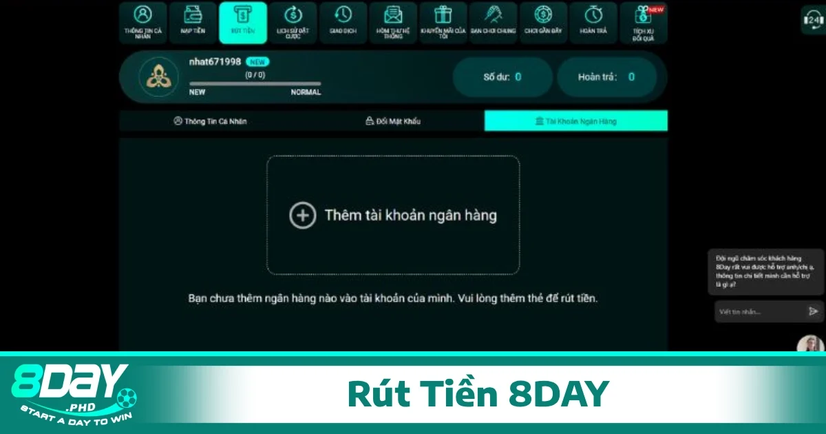 Rút Tiền 8Day 2 Việc chọn đúng phương thức rút tiền sẽ ảnh hưởng trực tiếp đến thời gian xử lý cũng như tỷ lệ thành công của giao dịch.